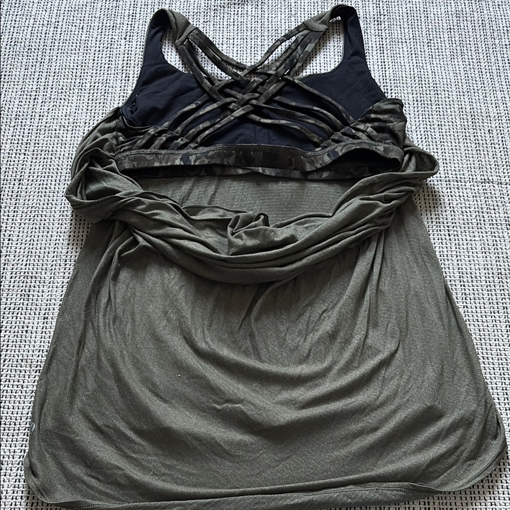 lululemon athletica Khaki Tank Top with Crisscross Back - Picture 3 of 5